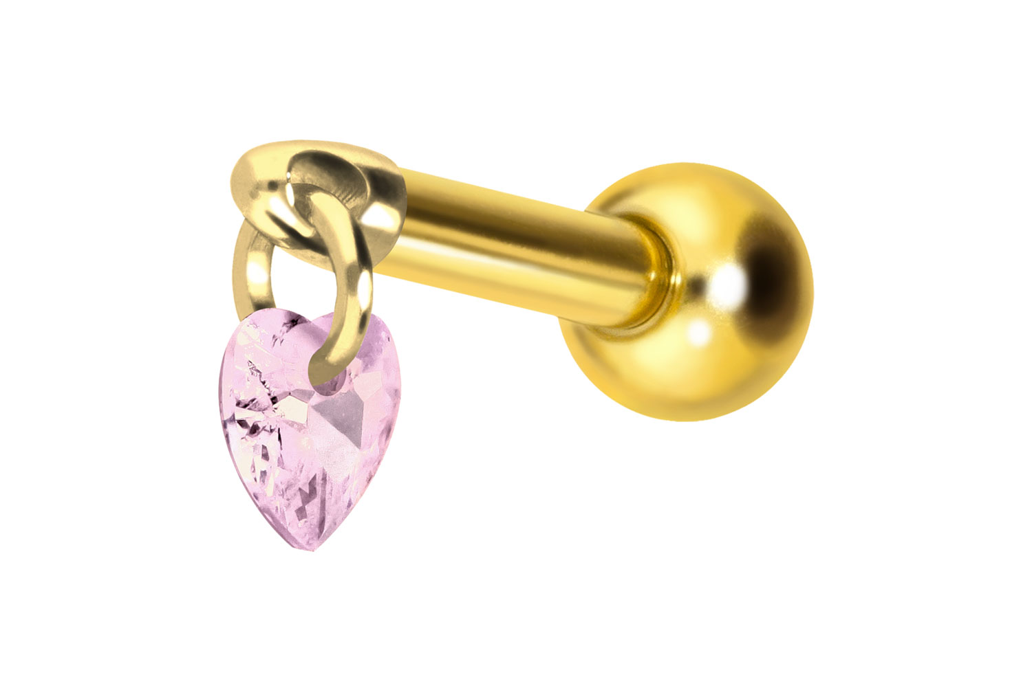 Titan Ohrpiercing mit Innengewinde KRISTALLHERZ